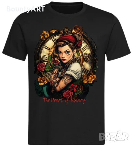 Винтидж дамска тениска "Историята има сърце", снимка 1