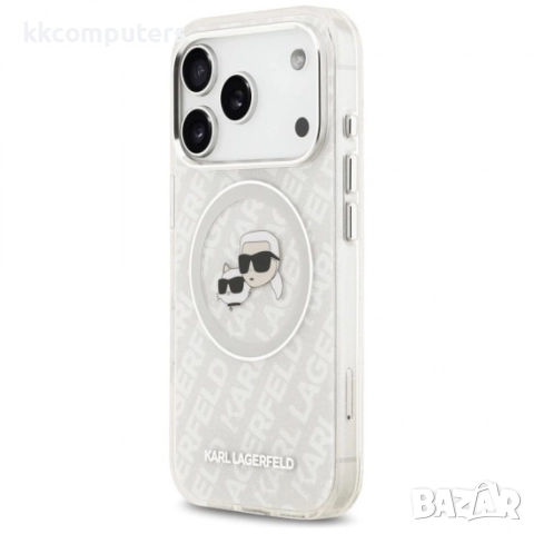 Оригинален кейс Karl Lagerfeld Karl and Choupette Glitter MagSafe, За iPhone 17 Pro Max (6.9), Прозр, снимка 3 - Резервни части за телефони - 51825662