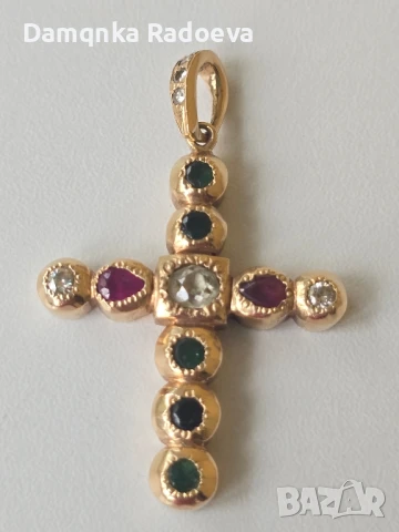 Златен кръст с Диаманти и Рубини-ръчна изработка , снимка 13 - Колиета, медальони, синджири - 51071861