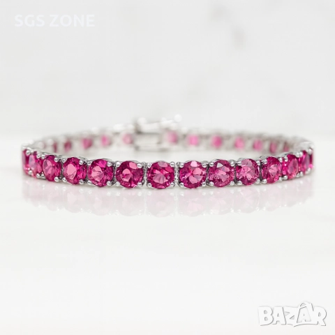 сребърна гривна с розов топаз