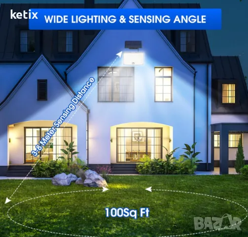 Комплект соларни прожектора,202 LED, снимка 4 - Лед осветление - 48501387
