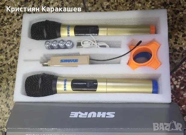 2бр. професионални микрофони безжични, Метална решетка, 6.35 мм,USB,UHF, снимка 3 - Микрофони - 52656579