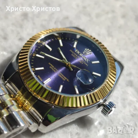 Мъжки луксозен часовник Rolex Oyster Perpetual Datejust blue and bicolour , снимка 3 - Мъжки - 46943280