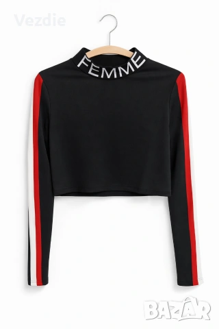 Черен кроп топ 