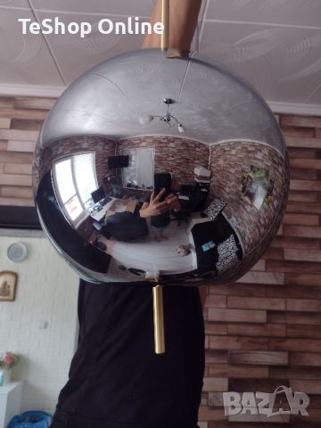 Пандел висяща таванна ЛЕД лампа с огледална топка лукс колекция хром, снимка 6 - Лампи за таван - 46449762