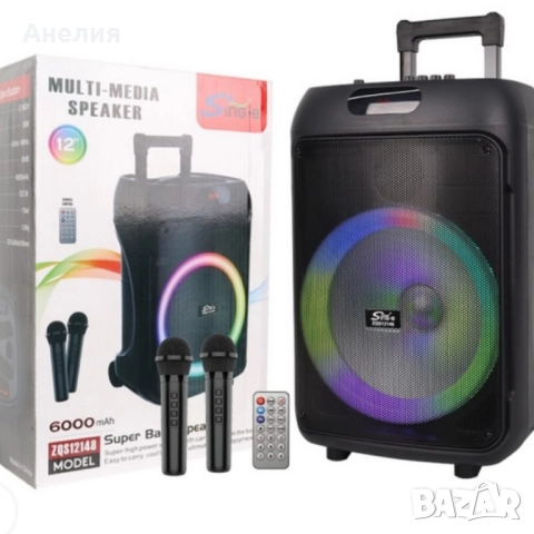 Преносима караоке тонколона Sing-e ZQS12148 (12") с мощен бас, снимка 5 - Тонколони - 52234400