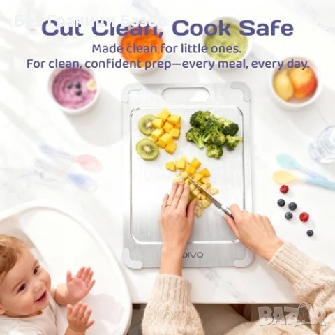 Нова Титанова дъска за рязане антибактериална неръждаема 34x23 см за кухня, снимка 4 - Прибори за хранене, готвене и сервиране - 53886401