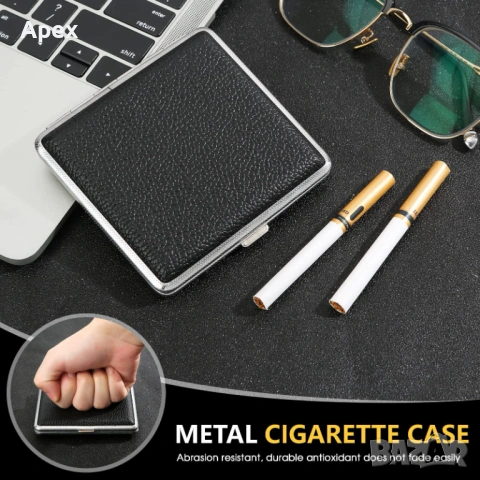 Кожена Табакера за Цигари 80мм 100мм Slim.Луксозни Табакери за Цигари. Подарък за Пушачи.Кейс Цигари, снимка 9 - Табакери - 54169670