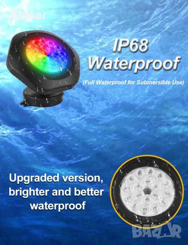 NATPOW Pond Lights, RGB подводни прожектори, Bluetooth APP контрол, IP68, 4 в 1, снимка 5 - Лед осветление - 45553944