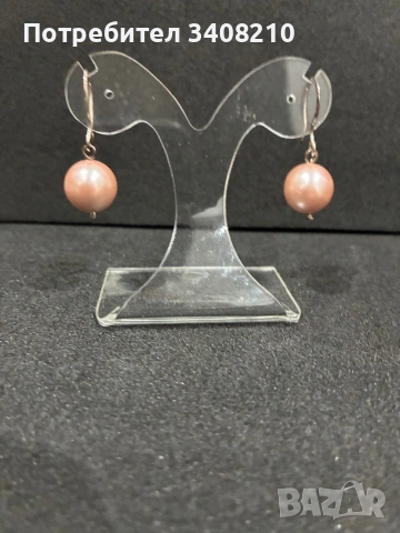 Сребърни обеци с цветни седефени перли, снимка 3 - Обеци - 53518810