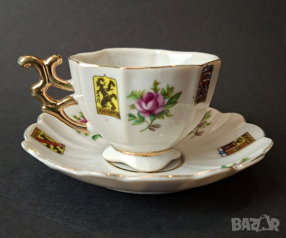 Порцеланова чаша за кафе с подложна чиния, снимка 3 - Чаши - 53995513