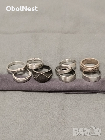 Комплект мъжки пръстени - сребро 925, титан и неръждаема стомана