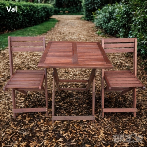 Градински комплект Kreta Muhler Meranti - 3 части, дърво, снимка 5 - Маси - 53642555