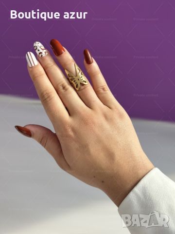 Красив дамски пръстен от неръждаема стомана тип пеперуда, снимка 1 - Пръстени - 45468137