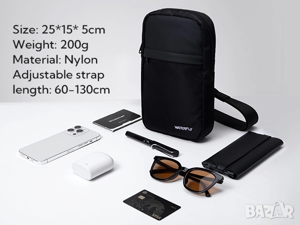 Водоустойчива слинг чанта за през рамо. Мини раница WATERFLY, снимка 10 - Раници - 52384542