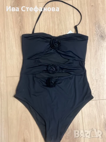 нов елегантен черен класически модел бански 3 Д 3D рози , снимка 3 - Бански костюми - 51388305