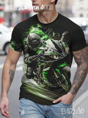 Мъжка тениска с принт мотор, снимка 2 - Тениски - 53665239