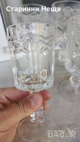 стар кристал чаши за вино шампанско стари кристални чаши, снимка 4 - Антикварни и старинни предмети - 45279539