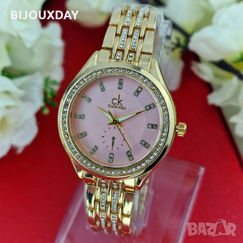 водоустойчив дамски часовник calvin klein с розов циферблат от медицинска стомана