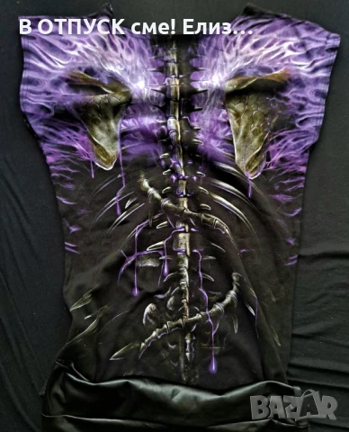 Тениска тотал принт скелет черепи MADE IN UK марка SPIRAL direct, снимка 2 - Тениски - 51286888