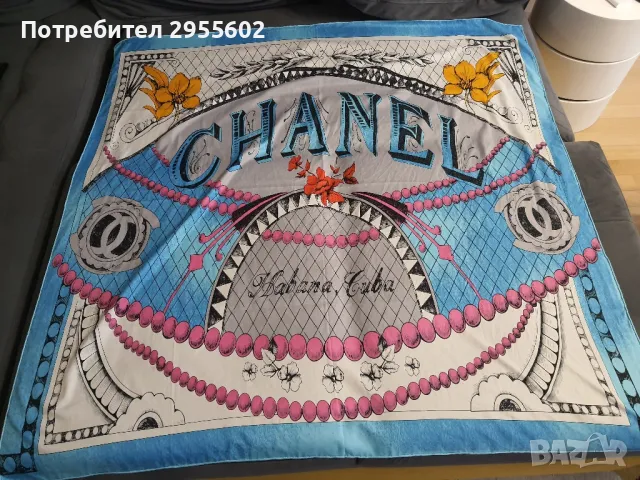 Chanel голям копринен шал , снимка 1 - Шалове - 47205020