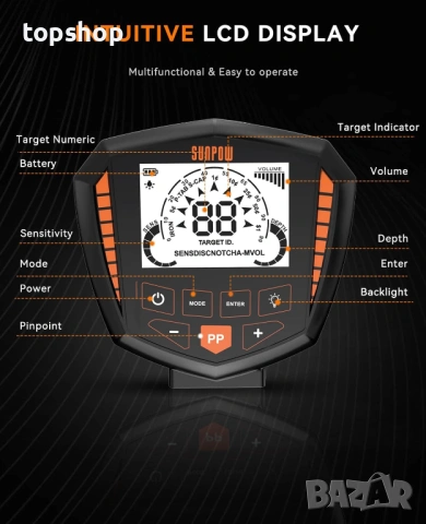 Металотърсач SUNPOW OT-MD07 – DSP Чип, LCD Дисплей и 5 Режима, снимка 7 - Друга електроника - 53288706