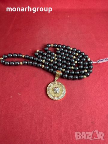 Златен ланец с керамични топчета и висулка, снимка 2 - Колиета, медальони, синджири - 46176459