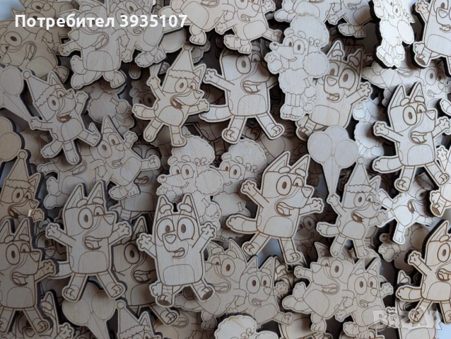 Дървени фигурки за оцветяване Блуи и Бинго