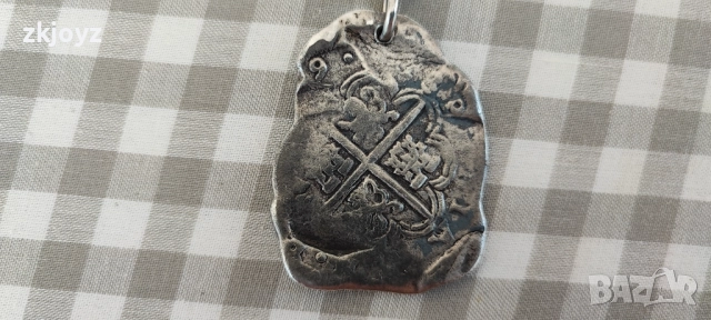 СРЕБЪРЕН ( 931) КЛЮЧОДЪРЖАНЕЛ 31.4 г/ ИСПАНИЯ 8 РЕАЛА КРАЛ ФИЛИП, снимка 5 - Колиета, медальони, синджири - 44515647