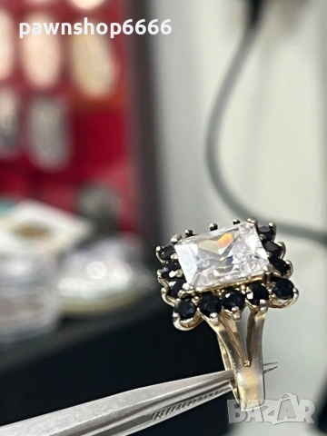 Сребърен пръстен с позлата проба 925 тегло 6.86 гр. и CZ, снимка 4 - Пръстени - 53188906