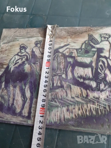 Оригинална стара матрица за линогравюра с подпис КА, снимка 7 - Антикварни и старинни предмети - 53285703