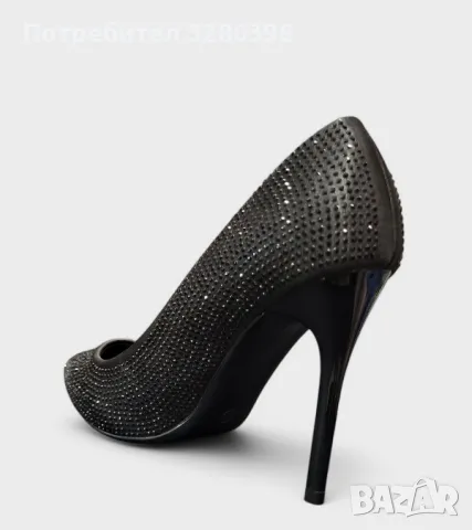 Дамски обувки на висок ток с камъчета T-249 Black, снимка 3 - Дамски обувки на ток - 50036048