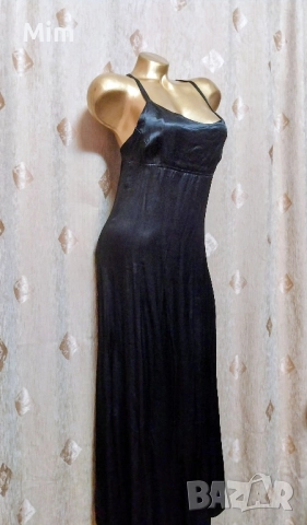 LA CITY Paris S/M Дълга, сатенена, черна рокля , снимка 3 - Рокли - 52285655