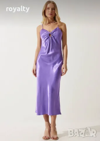Лилава дамска рокля , снимка 3 - Рокли - 50047163