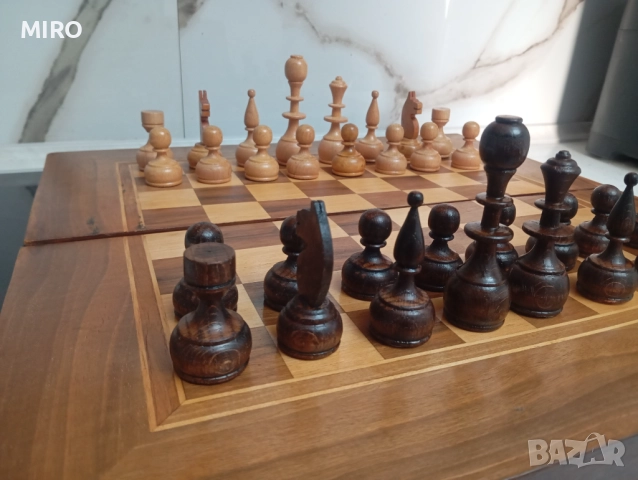 Шах с дървени фигури, снимка 2 - Шах и табла - 52643195