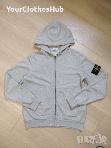 Stone Island L size Мъжки светлосив суитшърт с цип и качулка