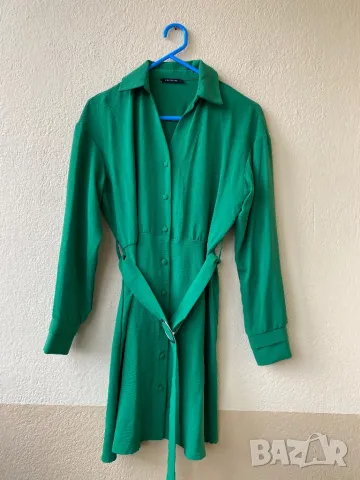 Зелена рокля - С/М, снимка 2 - Рокли - 50437578