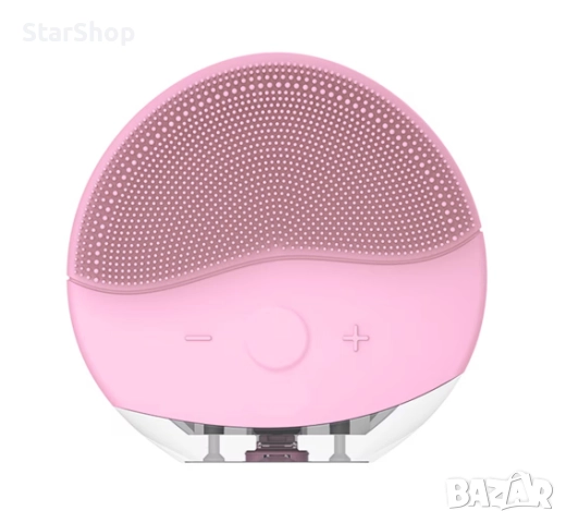 Ултразвукова силиконова четка за почистване на лице, 12 скорости, масажна, розова