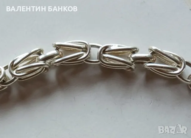 Масивен сребърен синджир с ''Кралска плетка'' (King chain)/ ''Византийска плетка''