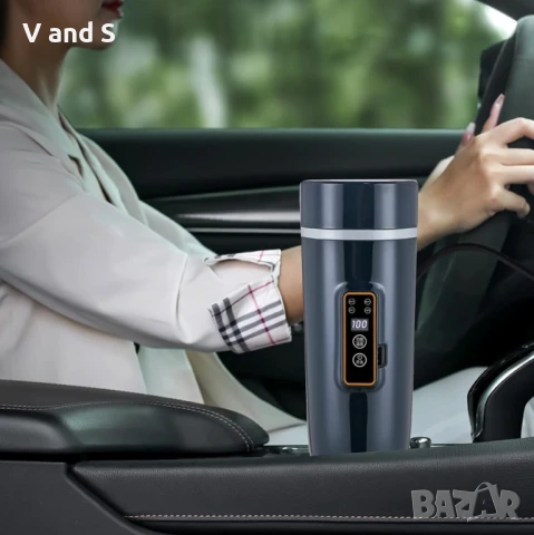 Кана за кола 12 V, CEIEVER Чаша за затопляне на кафе/чай/мляко за пътуване 350 мл, контрол на т, снимка 10 - Кани - 50720461