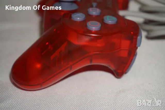 Много Рядък Оригинален Червен Прозрачен PSone Аналогов Контролер за PS1/PS2 в Отлично Състояние, снимка 18 - Аксесоари - 50085632