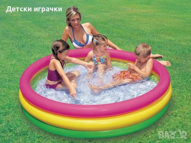 Детски надуваем басейн Intex Sunset Glow, среден, 147 x 33 см, PVC, 275 литра, цветен, снимка 1