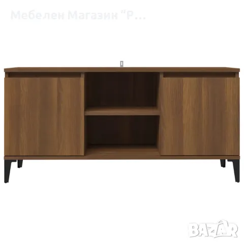 ТВ шкаф с метални крака, кафяв дъб, 103,5x35x50 см Цвят: Кафяв дъб Материал: ПДЧ, метал Размери: 103, снимка 4 - Шкафове - 47588848