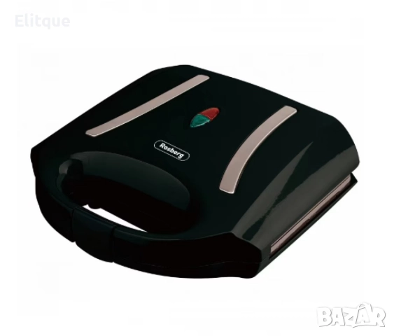 Тостер-сандвич Rosberg 750W, Грил незалепващи плочи, Бял/Червен/Черен