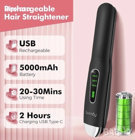 НОВО!!! Безжичен преса и маша за коса 2 в 1 Sunmay Voga , снимка 7 - Преси за коса - 53461642