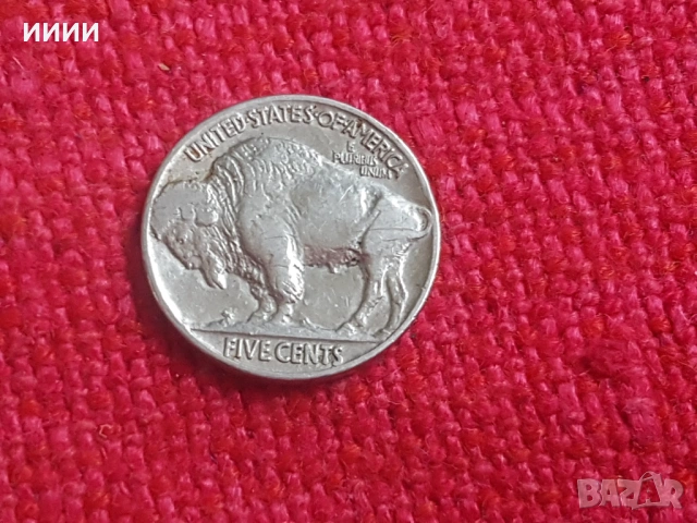 Монета 5 цента индианец бизон 1937, снимка 2 - Нумизматика и бонистика - 53294751