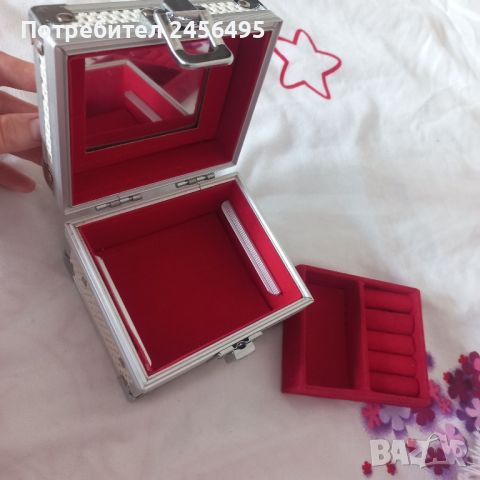 малка кутия за бижута с кожена облицовка и брокат. , снимка 5 - Подаръци за жени - 46437770
