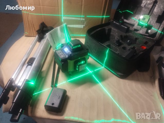 4D лазерен нивелир с 16 лини, 360, зелена светлина, статив 150 см, снимка 2 - Други инструменти - 46293043