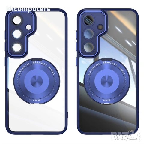 Магнитен Калъф за Samsung Galaxy A37 5G с Въртящ се Пръстен - PC+TPU, 360° стойка, Със стъкло, 6 цвя, снимка 3 - Калъфи, кейсове - 54053313