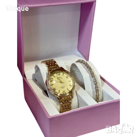 Луксозен дамски часовник с елегантна гривна – стил и изящество в една кутия, снимка 10 - Бижутерийни комплекти - 52596517